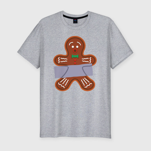 Мужская футболка премиум с принтом Имбирный человечек скотч, вид спереди #2
