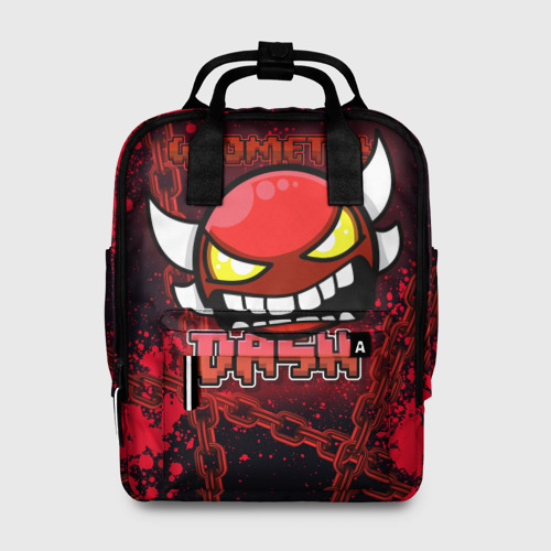 Женский рюкзак 3D с принтом Geometry Dash (Red), вид спереди #2