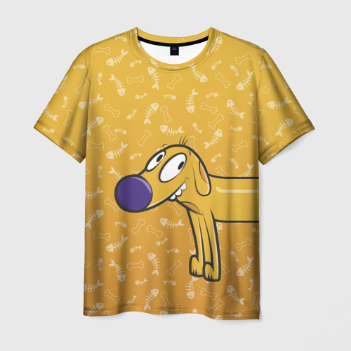 Мужская футболка 3D с принтом Котопес Пес спереди, вид спереди #2
