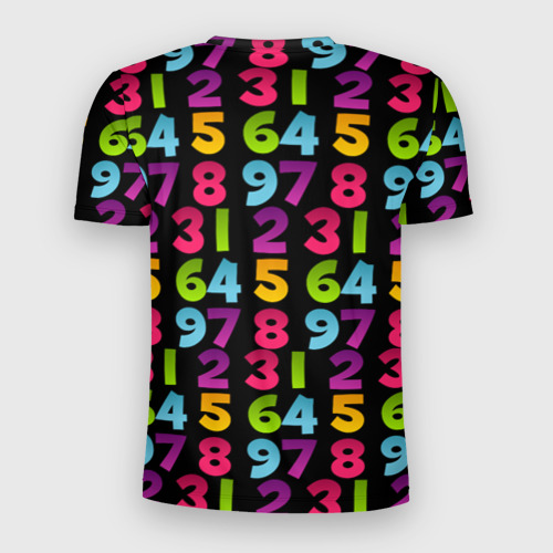 Мужская футболка 3D Slim с принтом Цифры, вид сзади #1