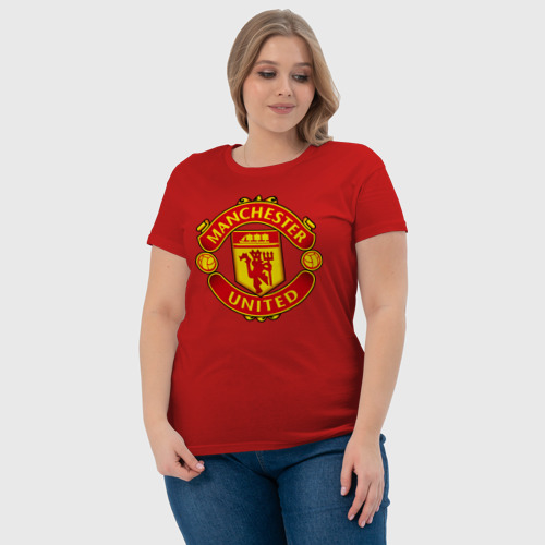 Женская футболка хлопок с принтом Манчестер Юнайтед Роналду 2021, фото #4