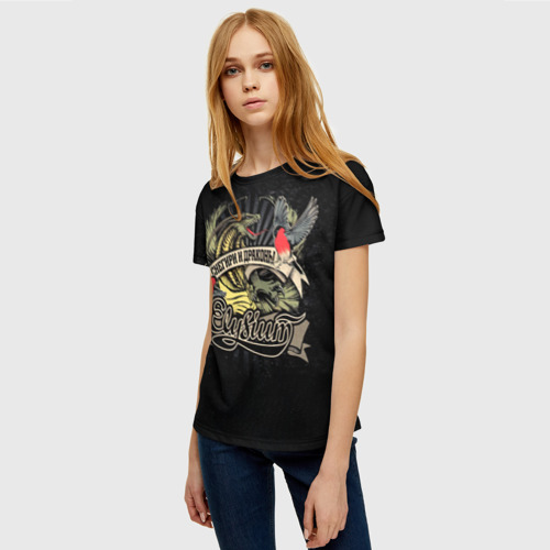 Женская футболка 3D с принтом Снегири и драконы Elysium, фото на моделе #1
