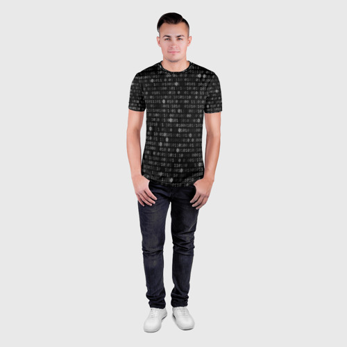 Мужская футболка 3D Slim с принтом Бинарный код, вид сбоку #3