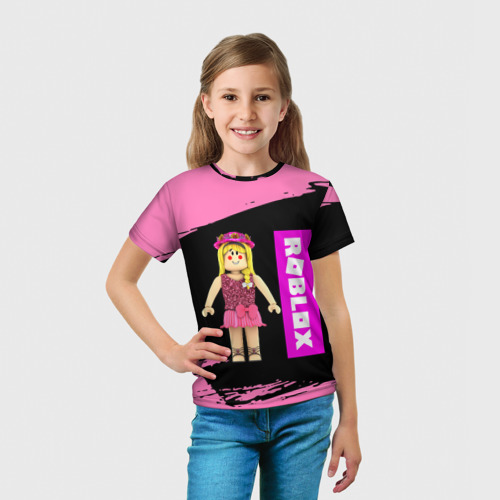 Детская 3D футболка с принтом BARBIE | ROBLOX | РОБЛОКС (Z), вид сбоку #3