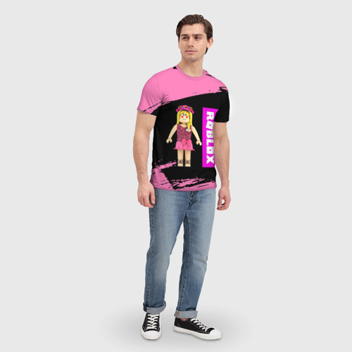 Мужская футболка 3D с принтом Barbie Roblox Роблокс, вид сбоку #3