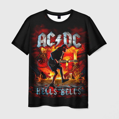 Мужская футболка 3D с принтом ACDC hells bells, вид спереди #2