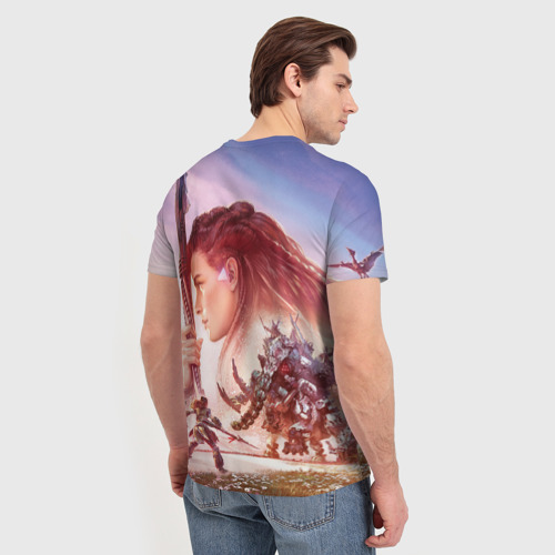 Мужская футболка 3D с принтом Элой Horizon Forbidden West de, вид сзади #2