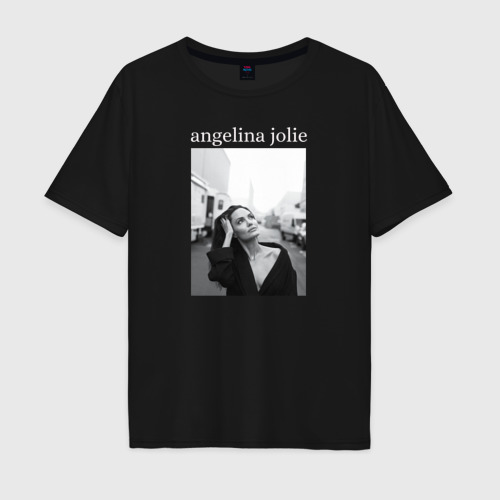 Мужская футболка хлопок Oversize с принтом Angelina Jolie, вид спереди #2