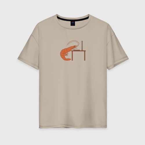 Женская футболка хлопок Oversize с принтом Shrimp - programmer, вид спереди #2