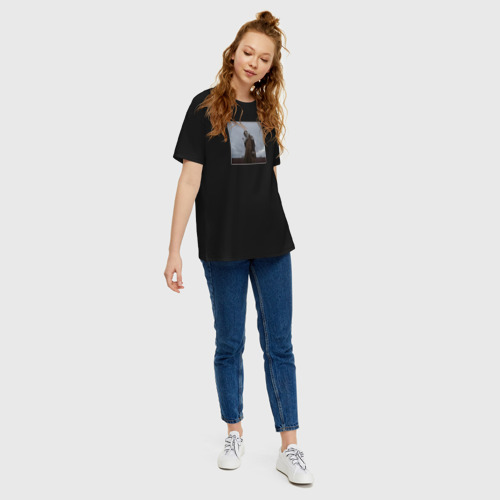Женская футболка хлопок Oversize с принтом Круг Ветров, вид сбоку #3
