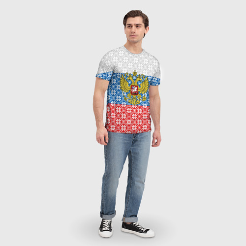 Мужская футболка 3D с принтом Россия Алатырь, вид сбоку #3