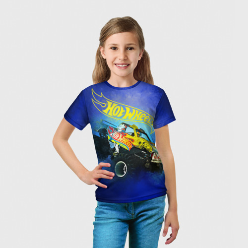 Детская футболка 3D с принтом Hot Wheels Хот Вилс, вид сбоку #3