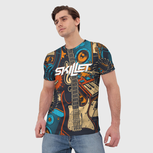 Мужская 3D футболка с принтом Skillet | Скиллет (Z), фото на моделе #1