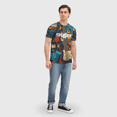 Мужская 3D футболка с принтом Skillet | Скиллет (Z), вид сбоку #3