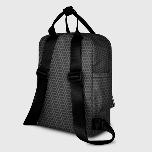 Женский рюкзак 3D с принтом Чёрный карбоновый фон, вид сзади #1