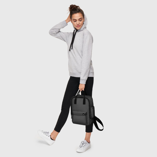 Женский рюкзак 3D с принтом Чёрный карбоновый фон, фото #4