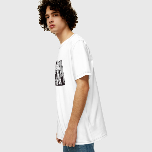 Мужская футболка хлопок Oversize с принтом Луффи и Зоро вместе, вид сбоку #3