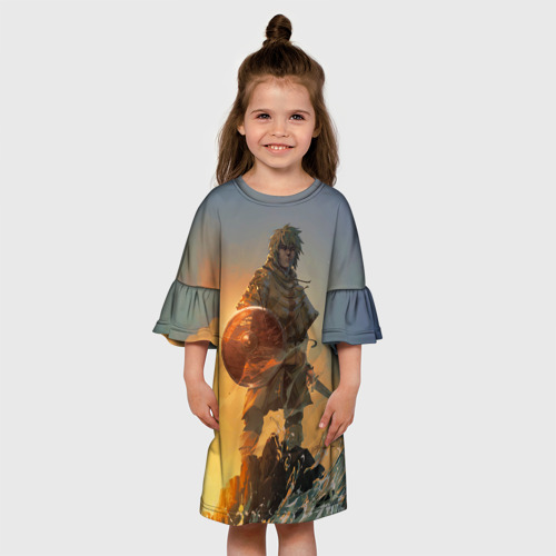 Детское платье 3D с принтом Винланд стоит на скале сага, вид сбоку #3