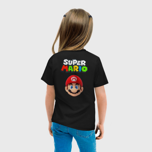 Детская футболка хлопок с принтом Mario Bros, вид сзади #2
