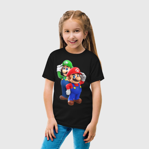 Детская футболка хлопок с принтом Mario Bros, вид сбоку #3