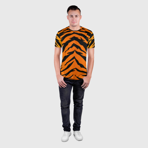 Мужская футболка 3D Slim с принтом Шкура тигра, вид сбоку #3