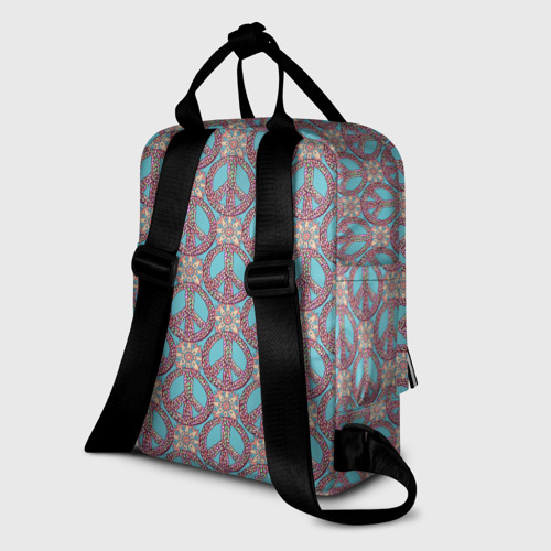 Женский рюкзак 3D с принтом Символы хиппи, вид сзади #1