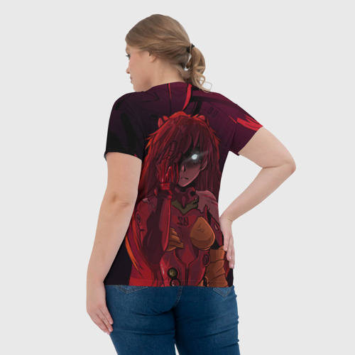Женская футболка 3D с принтом ЕВАНГЕЛИОН РОБОТ И ГЕРОИНЯ, вид сзади #2