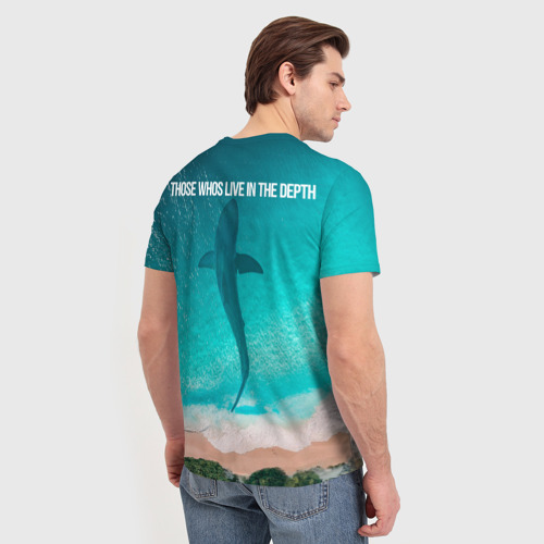 Мужская футболка 3D с принтом Shark in sea, вид сзади #2