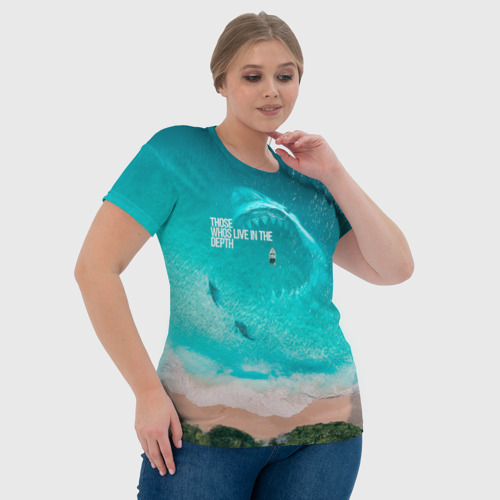 Женская футболка 3D с принтом Shark in sea, фото #4