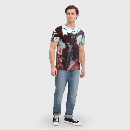 Мужская футболка 3D с принтом Аста в режиме демона черный клевер, вид сбоку #3