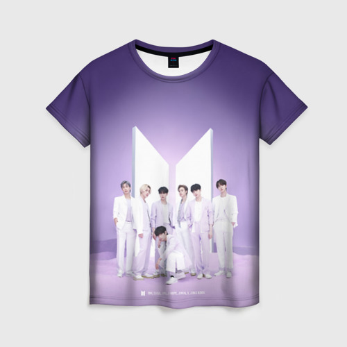 Женская футболка 3D с принтом Purple BTS, вид спереди #2