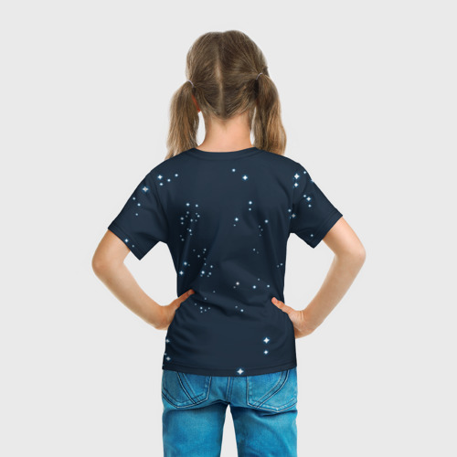 Детская футболка 3D с принтом Милый пегас единорог с радужной гривой, вид сзади #2