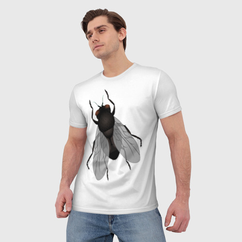 Мужская футболка 3D с принтом Большая муха, фото на моделе #1