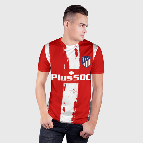 Мужская футболка 3D Slim с принтом Гризман форма Атлетико Мадрид, фото на моделе #1