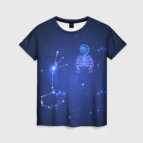 Женская 3D футболка с принтом Знак зодиака - Скорпион, вид спереди #2