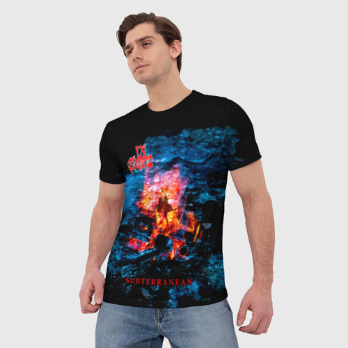 Мужская футболка 3D с принтом Subterranean - In Flames, фото на моделе #1