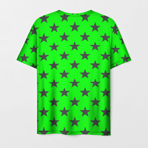 Мужская футболка 3D с принтом Звездный фон зеленый, вид сзади #1