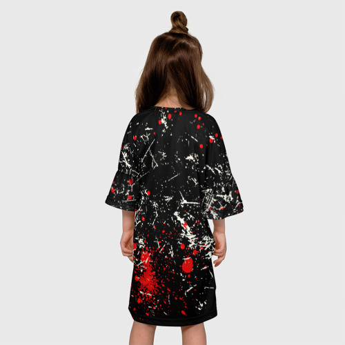 Детское платье 3D с принтом Красный Японский Самурай | Samurai, вид сзади #2