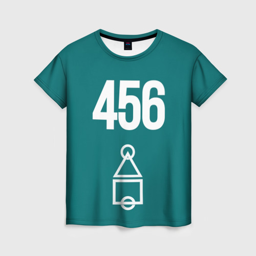Женская футболка 3D с принтом Игра в кальмара - Squid game 456, вид спереди #2