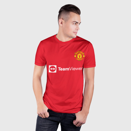 Мужская футболка 3D Slim с принтом Джейдон Санчо форма Манчестер Юнайтед 2021-2022, фото на моделе #1