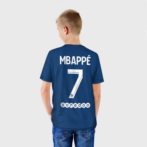 Детская 3D футболка с принтом Мбаппе ПСЖ форма 2021/2022, вид сзади #2