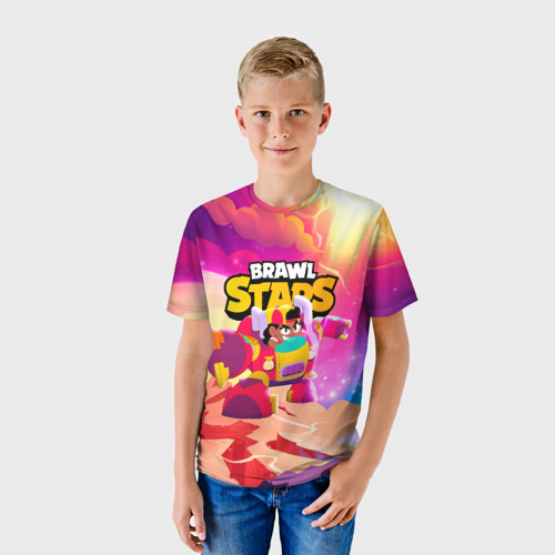 Детская футболка 3D с принтом Опасная Meg Brawl Stars, фото на моделе #1