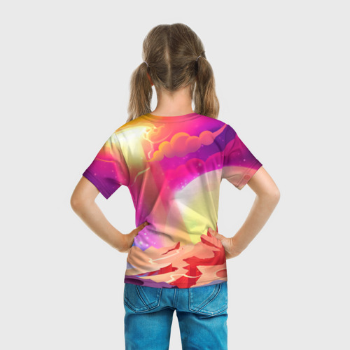 Детская футболка 3D с принтом Опасная Meg Brawl Stars, вид сзади #2