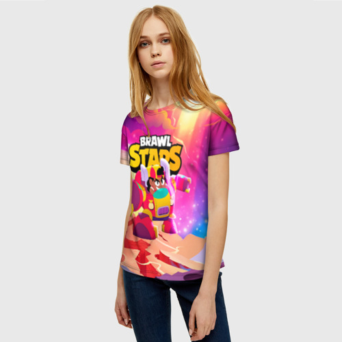 Женская футболка 3D с принтом Опасная Meg Brawl Stars, фото на моделе #1
