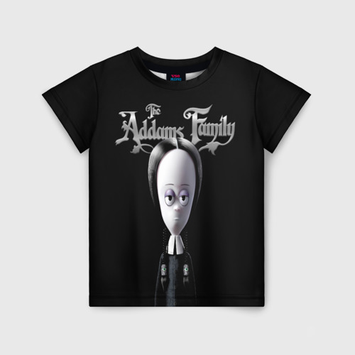 Детская футболка 3D с принтом Addams Family Wednesday cartoon, вид спереди #2