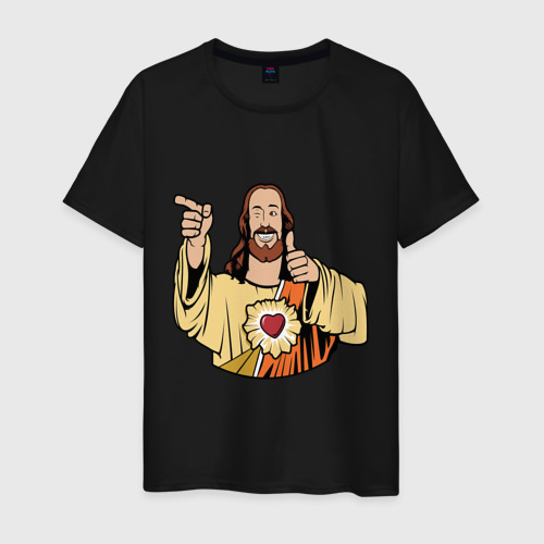 Мужская футболка хлопок с принтом Dogma - smile Jesus like, вид спереди #2