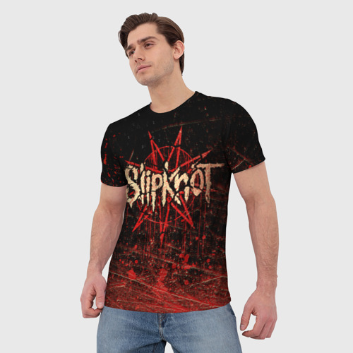 Мужская футболка 3D с принтом Слипкнот Гранж | Slipknot Grunge, фото на моделе #1