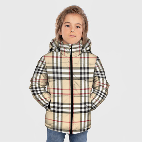 Зимняя куртка для мальчиков 3D с принтом Клетчатый принт в стиле Burberry, фото на моделе #1