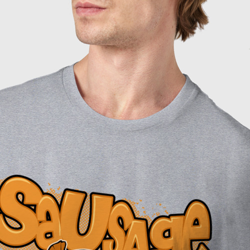 Мужская футболка хлопок с принтом Cartoon sausage, фото #4