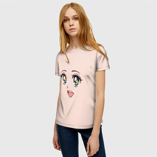 Женская 3D футболка с принтом Милое аниме лицо, фото на моделе #1